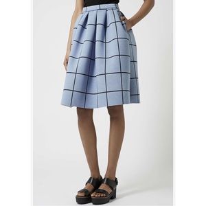 TOPSHOP Grid Print Bonded Midi Skirt